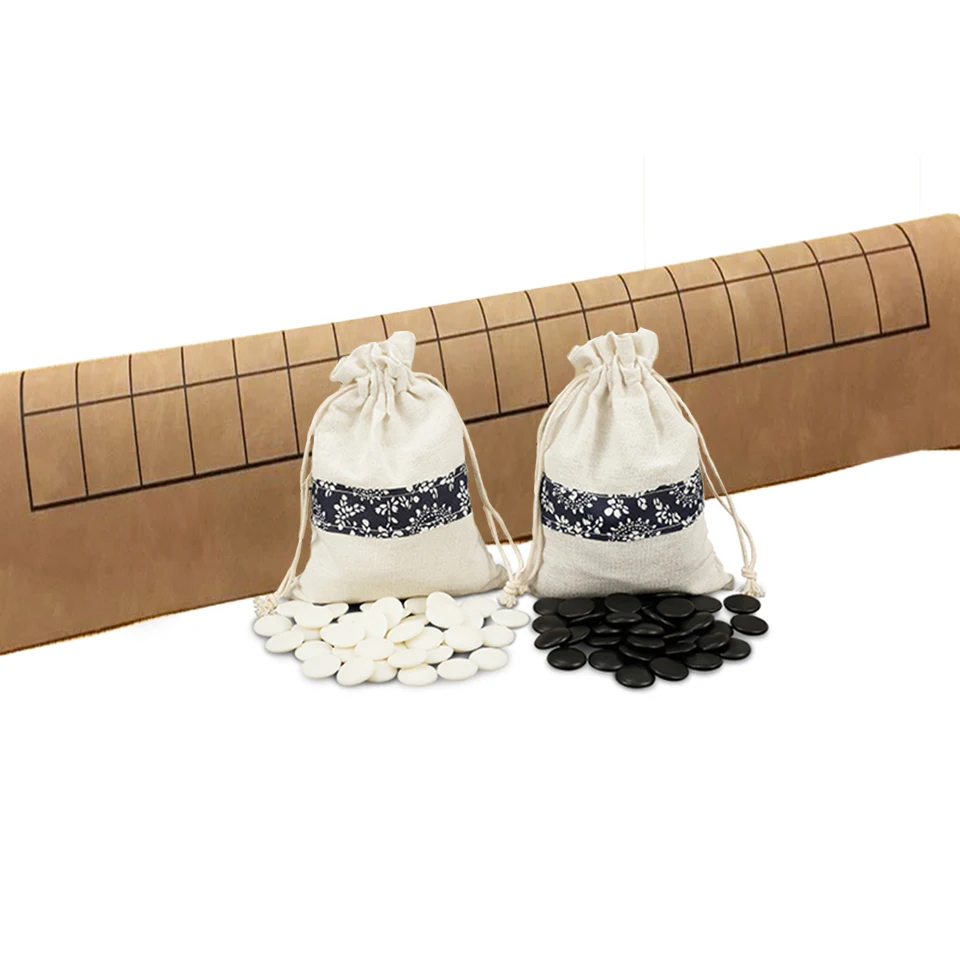 BSTFAMLY Go Chess 19 Road 361 Pcs/Set Chessman Diameter 2.2cm PU Chessboard Cloth Bag Chinese Old Game of Go Weiqi Toy Gift LB08