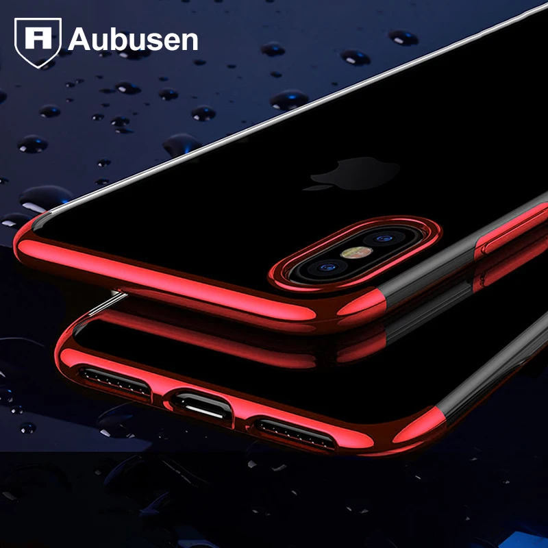 

A TPU Phone Case for iPhone X Case Plating Edge Soft TPU Transparent Case Cover for iPhone X