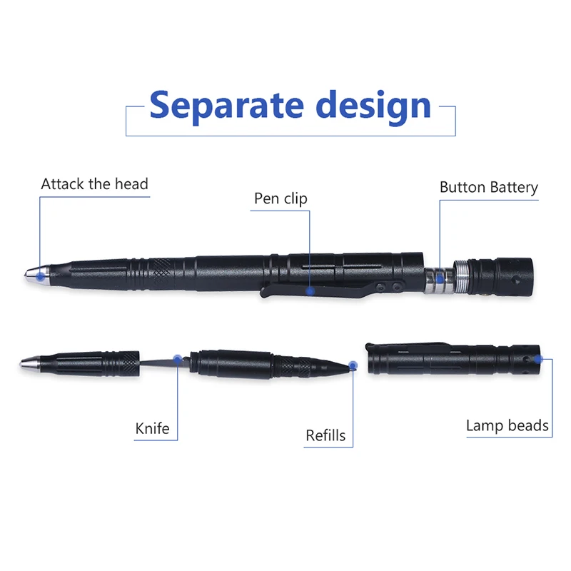 Шариковая ручка фонарик может написать водостойкий самообороны Многофункциональный разбитое окно устройства портативный фонарик
