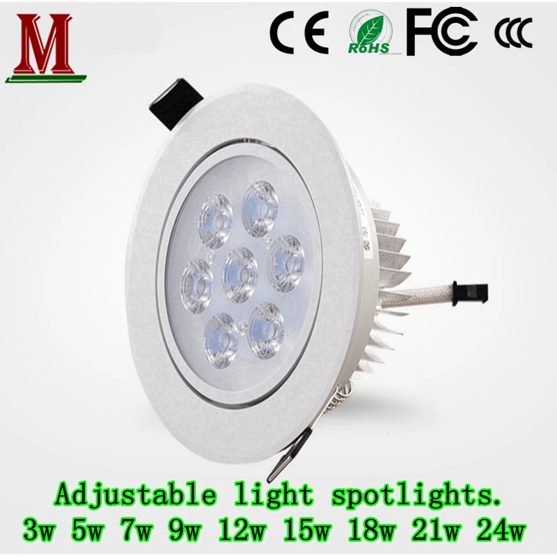 

LED high-power downlight 3w5w7w9w12w15w18w21w24w dimmable spotlight ac85-265v