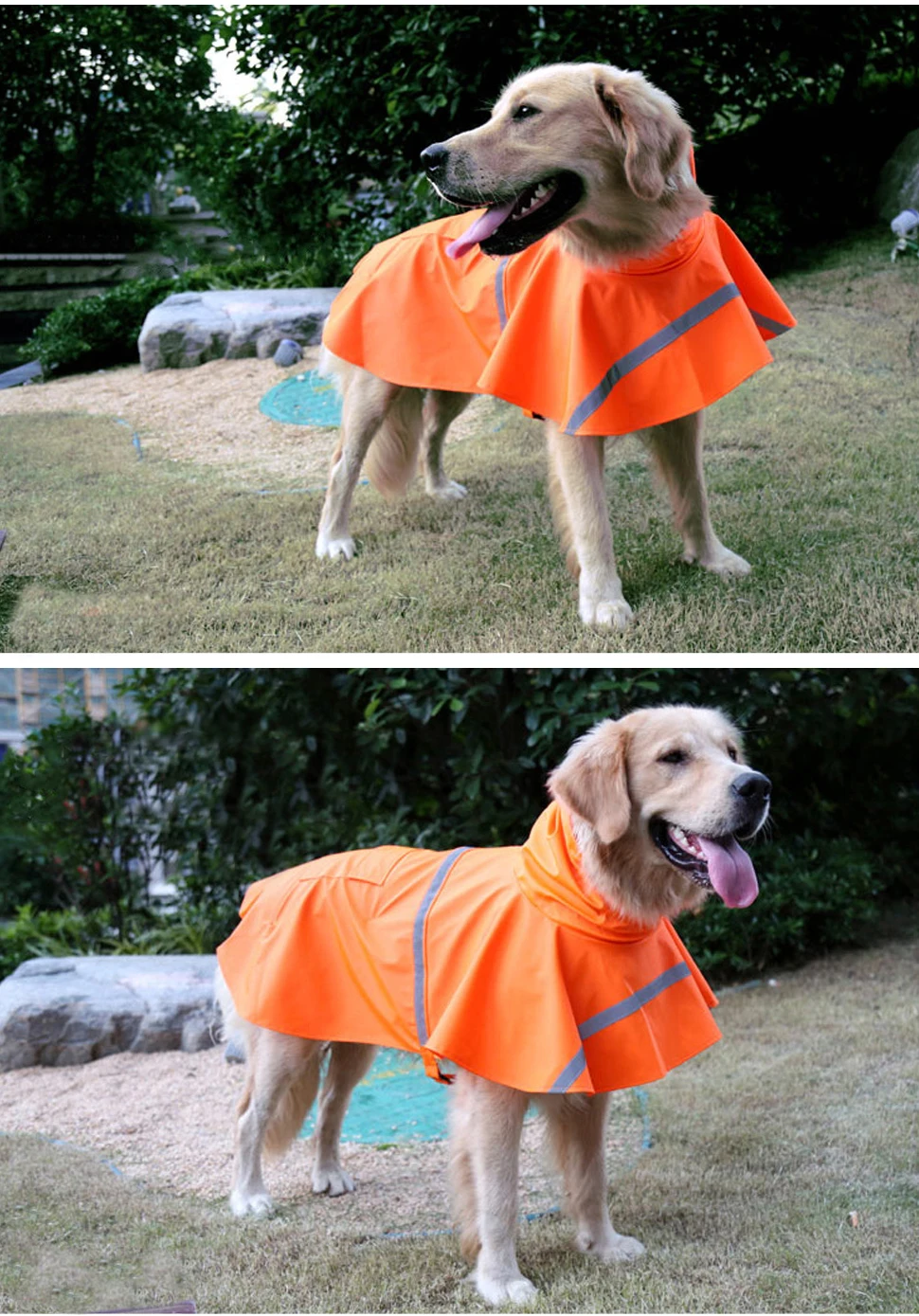 HEYPET Pet Big Dog Raincoat Waterproof Reflective Clothes for Small Large Dogs Jumpsuit Hooded Overalls Labrador Golden Retrieve