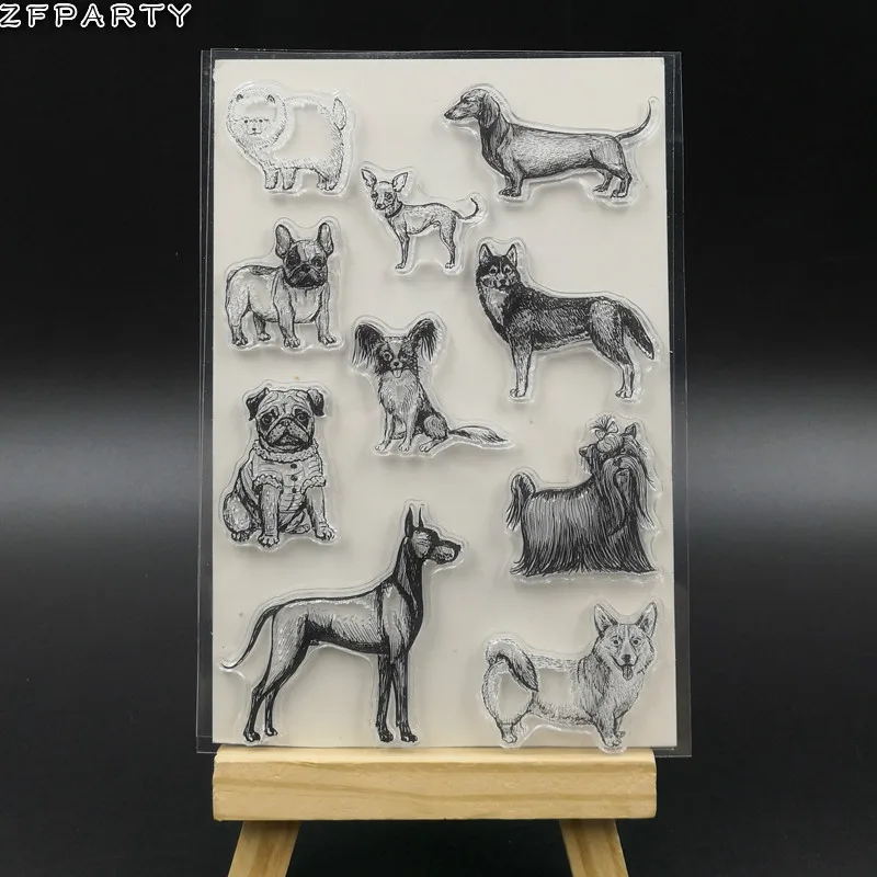 

ZFPARTY Cute Pet Dogs Transparent Clear Silicone Stamp/Seal for DIY scrapbooking/photo album Decorative Card Making