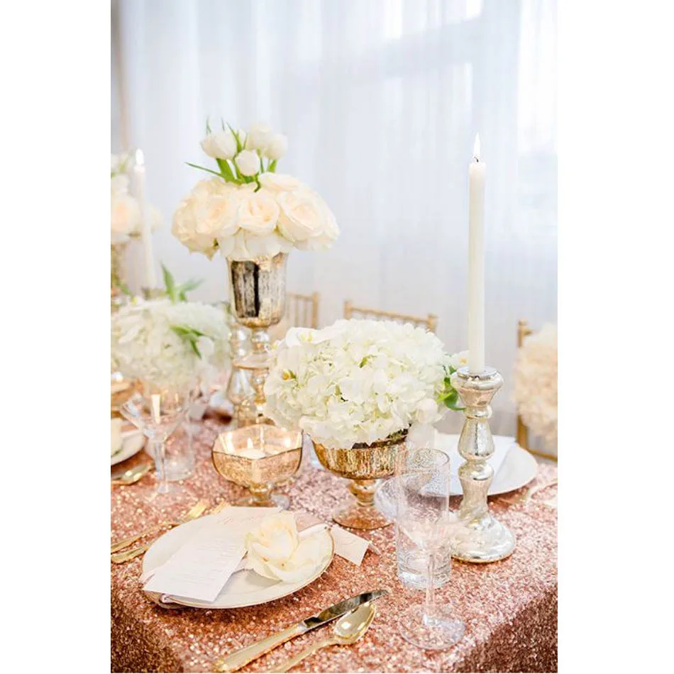 120x200 سنتيمتر/120x400 سنتيمتر مجموعة ترتر براقة سماط مستطيل-روز الذهب مفرش طاولة من الترتر ل الزفاف عيد الميلاد حزب الديكور