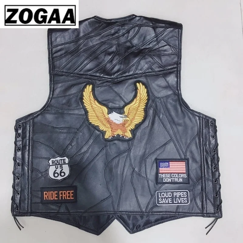 

New Genuine Sheep Leather Punk Vest Concealed Carry Biker Vest with Patches Motorcycle Jackets
