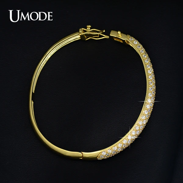 Beste UMODE Luxe Party Sieraden Goud kleur 129 stuks 0.03ct Cubic Zirkoon gesimuleerde CZ Steen Pave Bangle Armbanden UB0039A