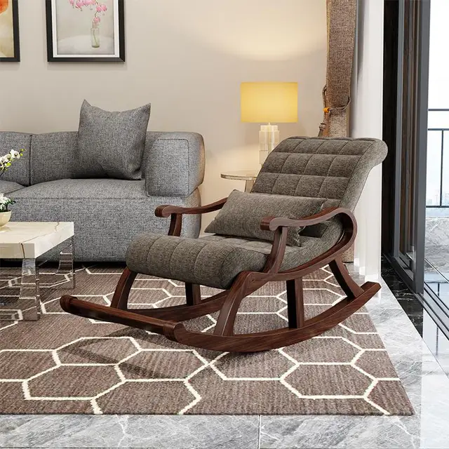 luxury Solid wood rocking chair lazy leisure rocking easy chair adult