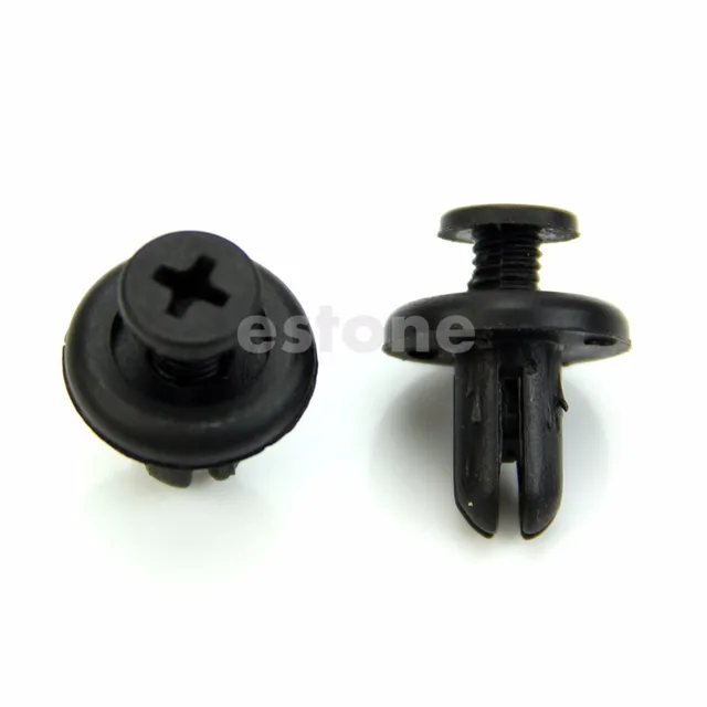 32Pcs 7.3x6.3mm Hole Black Plastic Rivets Fastener Fender Car Bumper Push  Clips 