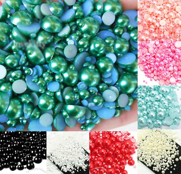 500pcs 2-10mm Mixed Color Half Round Pearl Beads FlatBack Scrapbook Craft Cabochon Kawaii DIY Embellishments Accessories - Цвет: H0696