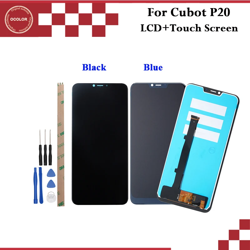 

ocolor For Cubot P20 LCD Display and Touch Screen 6.18 inch +Film Phone Accessories For Cubot P20 Phone With Tools With Frame
