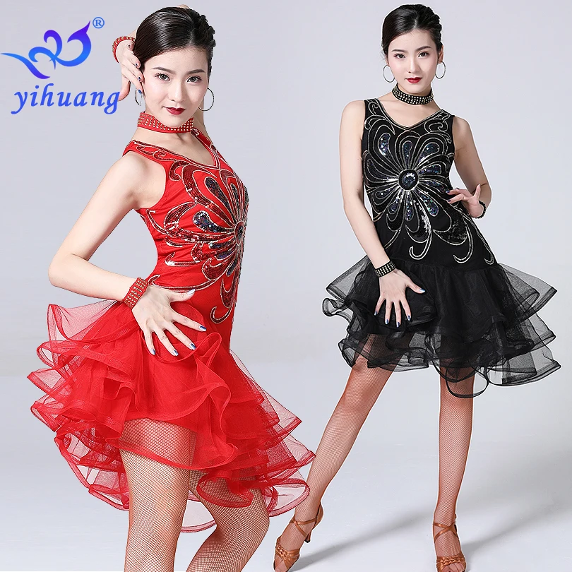 iixpin Womens Mesh Spliced Bodice Figure Ice Skating Roller Skating Ballet Dance Leotard Chiffon Dress