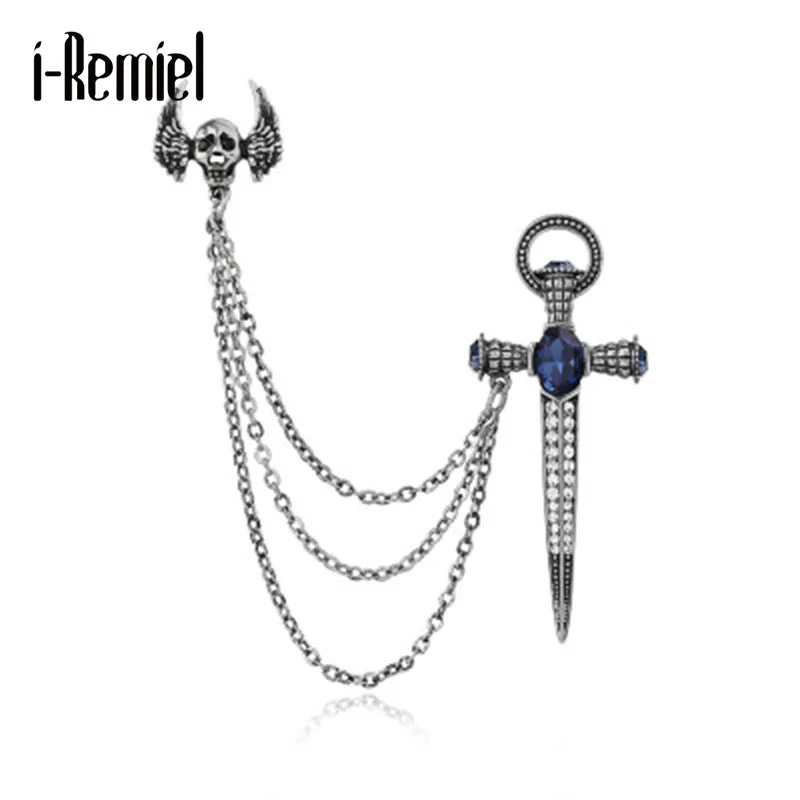 

2017 Direct Selling Brooch Brooches For Broche High-grade Retro Male Female Collar Sword Corsage Pin Personality Tassel Tide