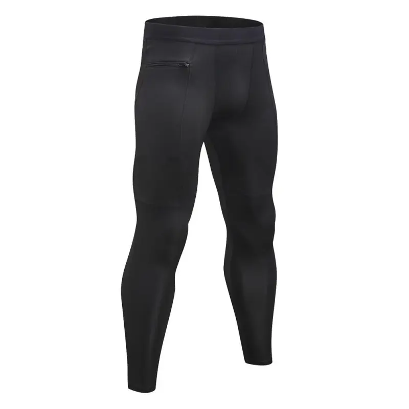 

2018 Fitness Leggings Men Compression Running Tights Pants Zipper Workout Quick Dry High Elastic Trousers Male Plus Size S-XL