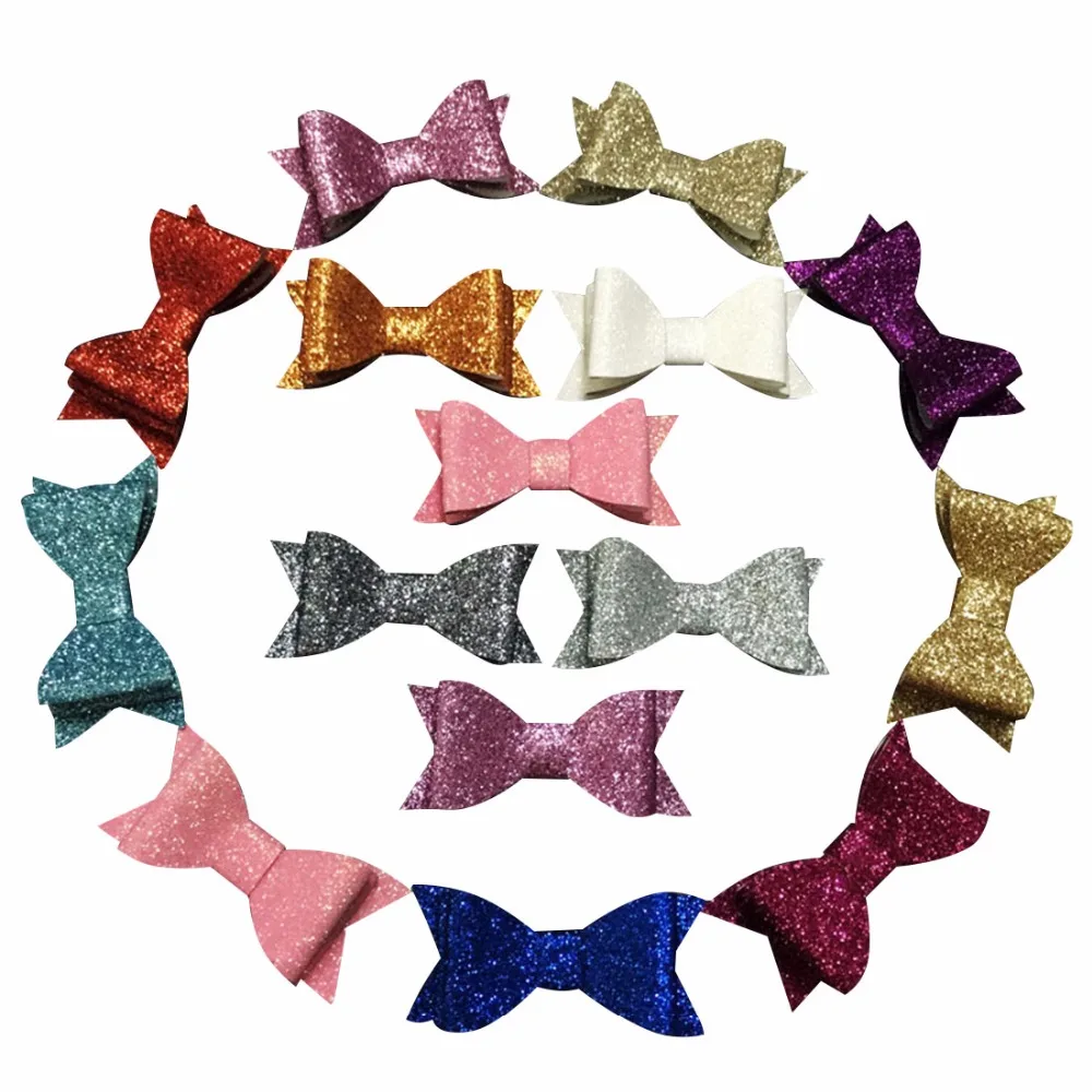 2.8inch Mini Double Layer Glitter Hair Bows Clips, Kid'sBboutique Bows Hair Clips Girl's Bow