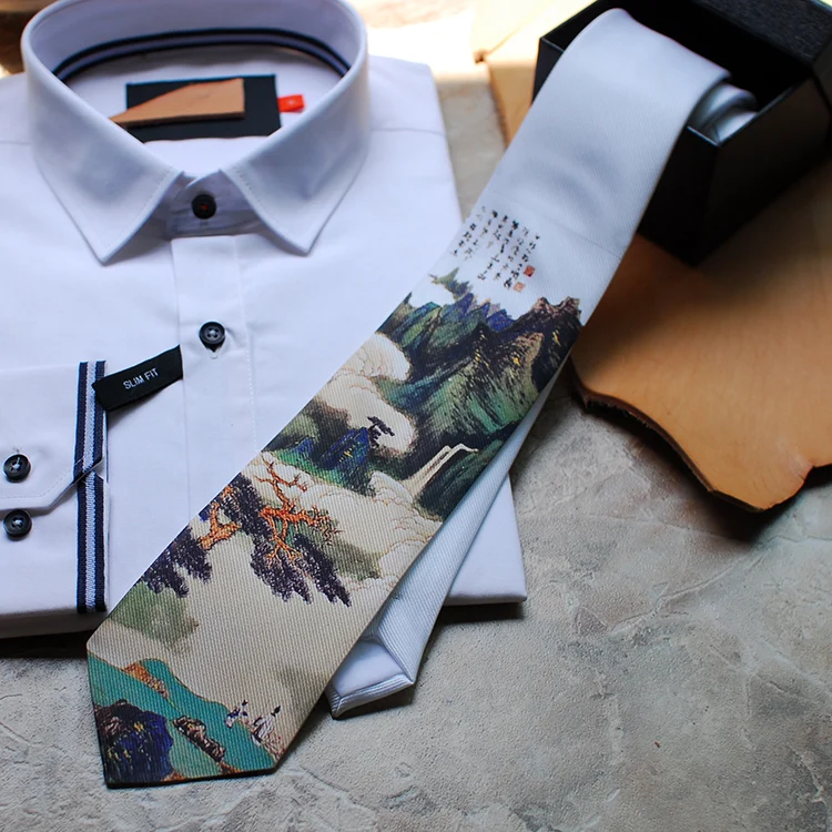 

as a gift fashion The beautiful Retro drawing pattern Creative tie for party box packing 1pc