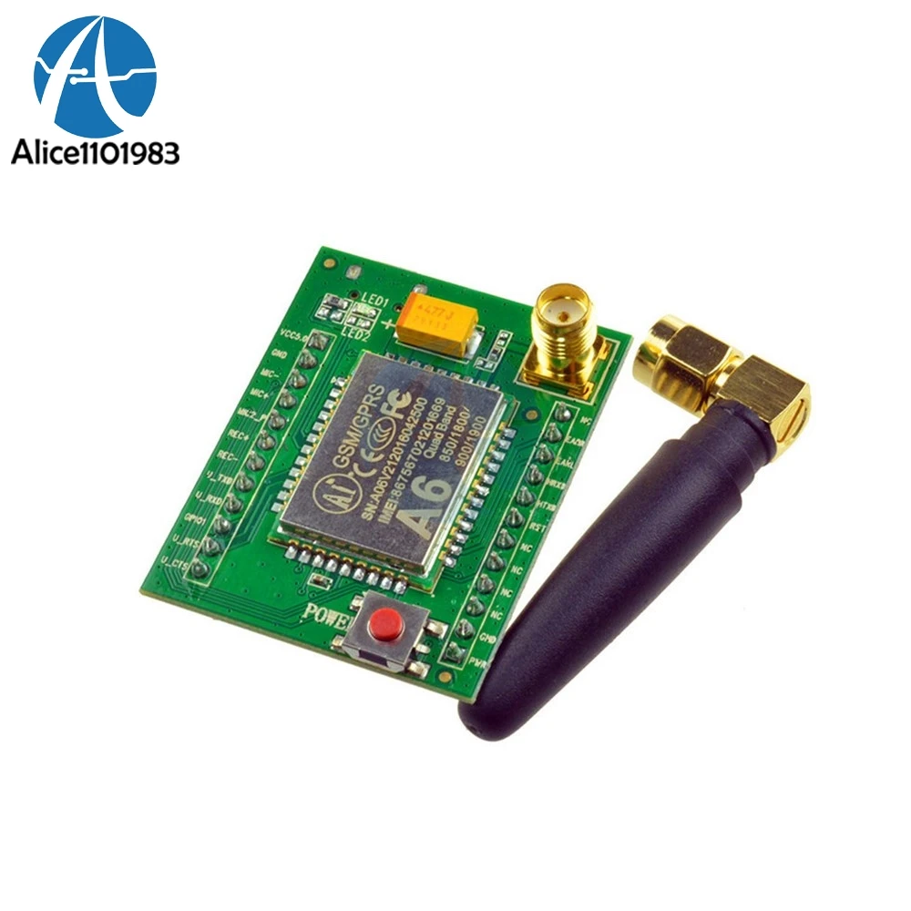 

Smart Electronics GPRS Module GSM Module A6 SMS Speech Board Wireless Data Trans Adapter Plate 3.3V-4.2V Quad-band AT