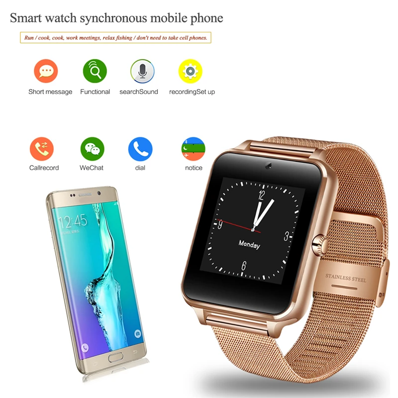 

2018 New Smart Watch for Android IOS Men and Women Pedometer Sports Stainless Steel Watch Support TF SIM Multiple Languages