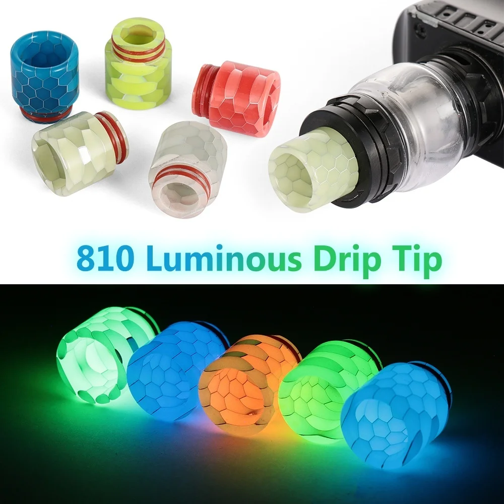 

Thread Epoxy Wide Bore Colorful Cobra Snake Skin Luminous 810 Drip Tip Resin Mouthpiece Night Light
