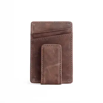 

Retro Genuine Leather Money Clip Front Pocket Men Purse with Money Clamp Magnet Clip Credit Card ID Holder Slim Wallet Ba062