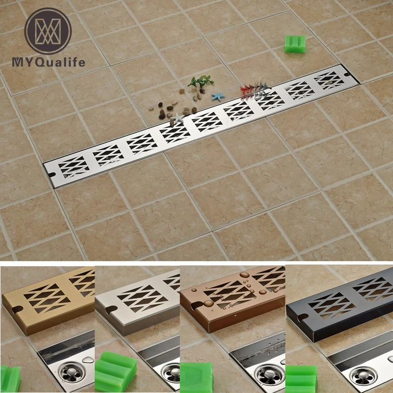 Luxury Stainless Steel 90cm Shower Floor Drain Bathroom Linear Long