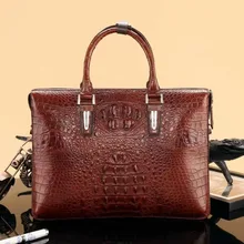 Модный мужской портфель из натуральной кожи крокодила, сумка для ноутбука, сумка для деловых людей из крокодиловой кожи, черный/коричневый/кофе/красный