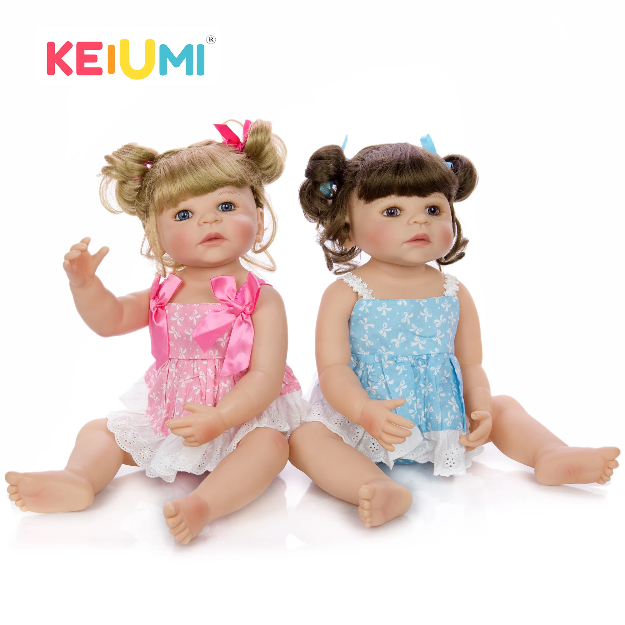 KEIUMI 22 ''полный средства ухода за кожей силиконовые Reborn Baby Doll близнецов Мода 52 см детский приятель модные прически 2018 Boneca подарок для девочек