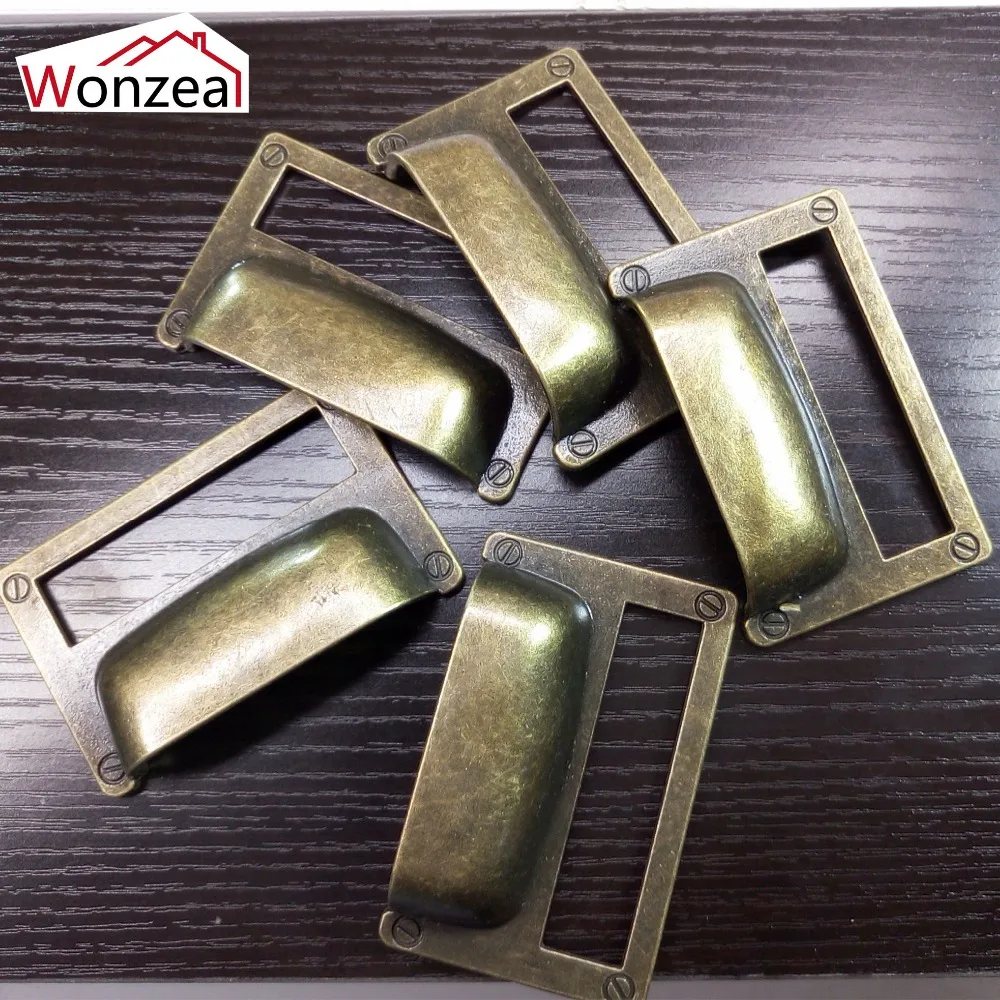 

81*50mm Antique Bronze Label pull Frame Card Holder Large Size Holder Office Library File Drawer Chest Case Trunk Handle