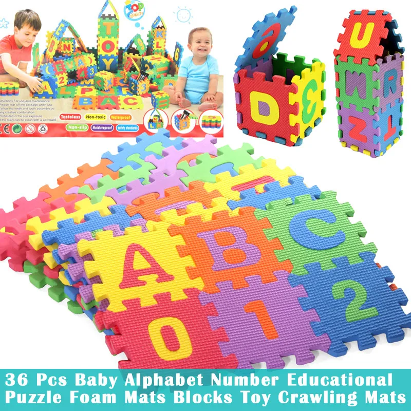 36 шт. Детские Алфавит числа Развивающие головоломки пены коврики блоки игрушки маты для ползания BM88