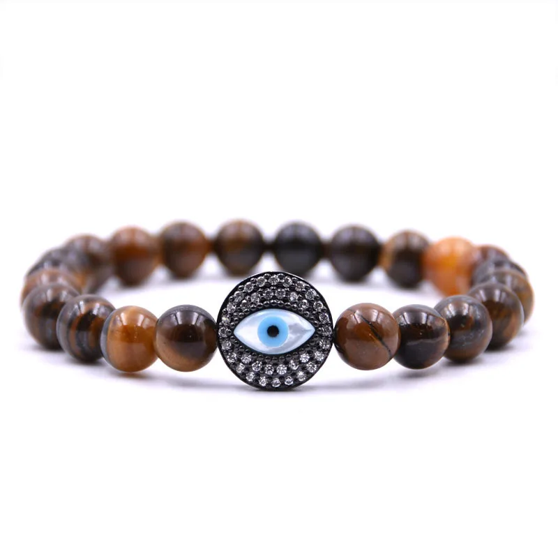 Buy Natural Tiger Eye Stone Braclet For Men evil eye