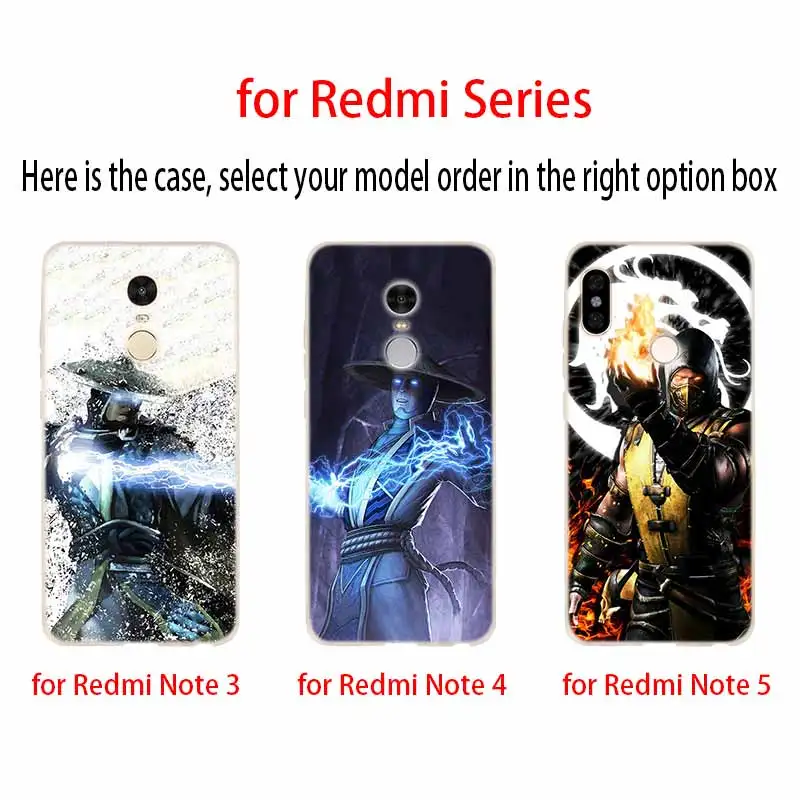 Модный мягкий ТПУ чехол Mortal Kombat для Xiaomi Redmi 9a 8a 7a 6a 5a Note 9 8 7 6 5 Pro 8t y3|Бамперы| |