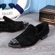 Christia Bella New Handmade Rhinestone Men Suede Loafers Luxury British Style font b Party b font