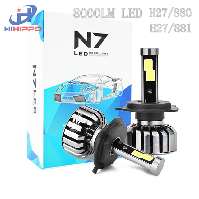 HIHIPPO H27 880 881 СВЕТОДИОДНЫЕ Лампы Универсальный COB Фары Автомобиля Лампы 12 В 80 Вт 8000LM LED 6000 К Авто Заменить Галогенные Ксенона H27 Один пара