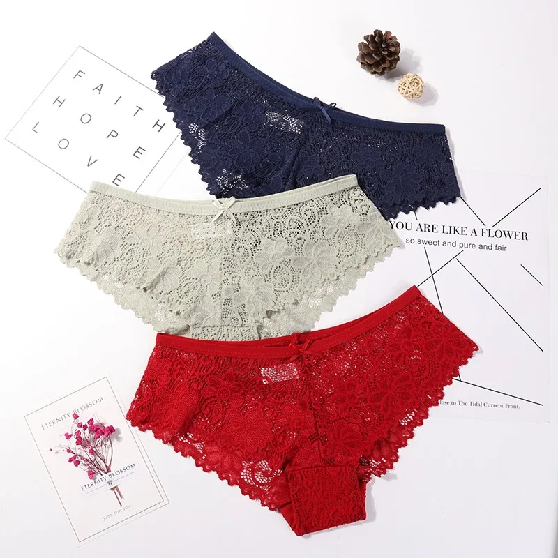 style 20 3 шт., трусы для женщин, нижнее белье, сексуальные кружевные дышащие женские трусики, прозрачные трусы, сексуальное нижнее белье для женщин, M-XXL - Цвет: style 20