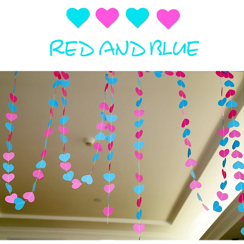 4m colorful heart paper wedding party decoration garland handmade children room wall hangings props decoration qb674231 - Cheap Party Decorations 4m colorful heart paper wedding party decoration garland handmade children room wall hangings props decoration qb674231 - Cheap Party Decorations