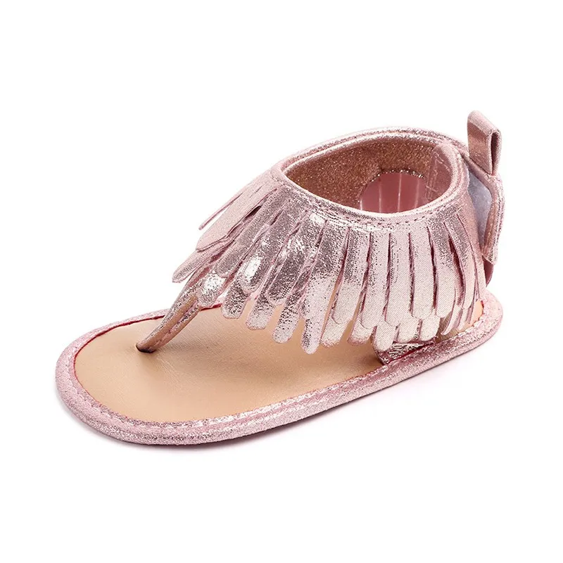 Летние сандалии для маленьких девочек из искусственной кожи с кисточками, обувь для новорожденных, детские сандалии, пляжная обувь, нескользящая резиновая обувь
