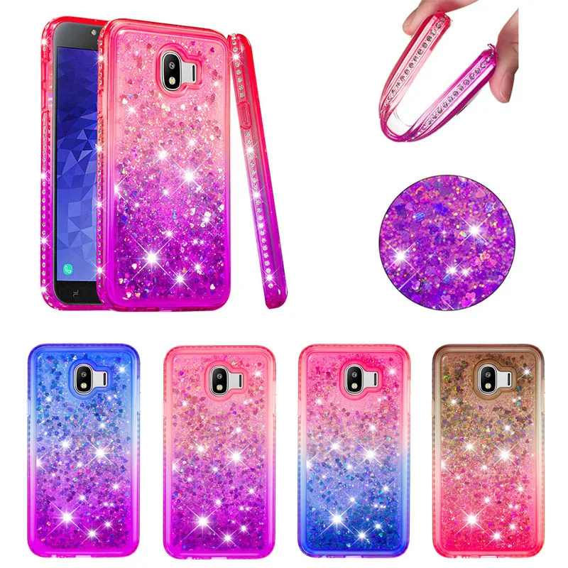 

Luxury Edge Diamond Quicksand Cases Soft TPU Silicone Cover Hull Shell Skin Coque Fundas for Samsung Galaxy J4 J6 Plus 2018 EU
