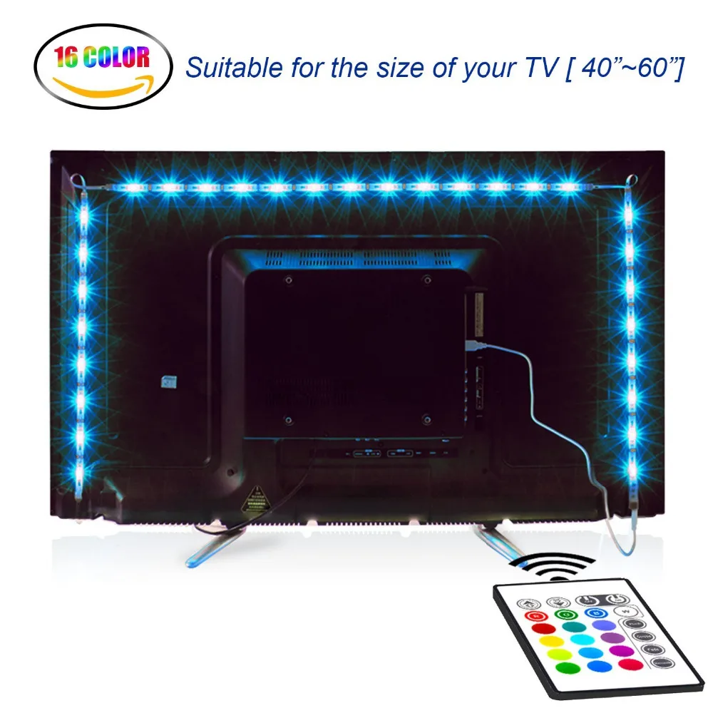 Светодиодный ТВ-подсветка 2 м/6,56фт RGB неоновый акцент светодиодный светильник s полосы для 40 до 60 в HD ТВ неоновый светильник Смещенный светильник ing с пультом дистанционного управления
