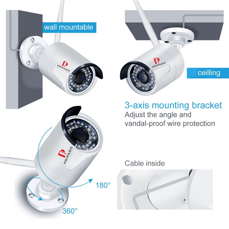 Pripaso Wifi камера наружная беспроводная камера 1080P Wifi камера наблюдения ночное видение удаленный мониторинг CCTV камера