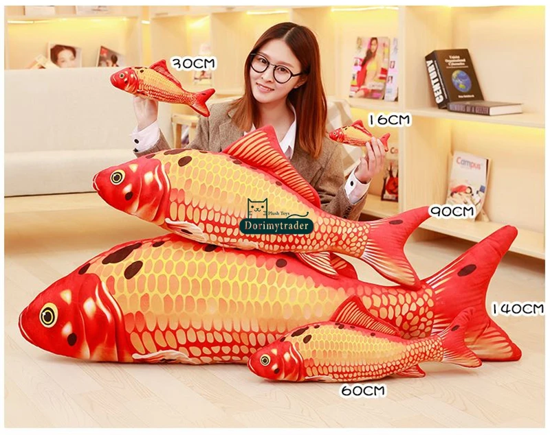 Dorimytrader 135cm Large Simulated Animal Koi Fish Plush Toy Stuffed Soft Fishes Animals Pillow  Doll 53inches Gift Home Decoration DY61692 (21)