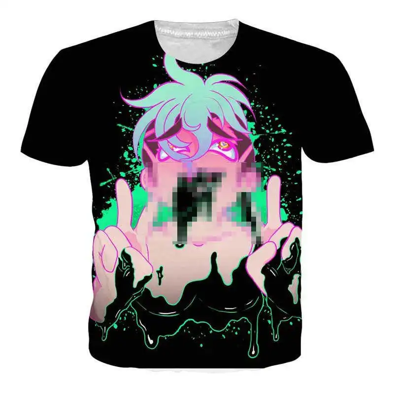 Ahegao Футболка с принтом для мужчин и женщин Harajuku Face красные женские футболки