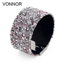 VONNOR Jewelry Bracelet for Women Magnetic Clasp Bracelets & Bangles Natural Beads Stone Resin Rhinestone Female Accessories