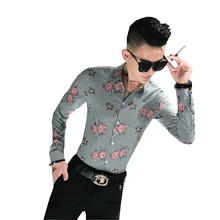 Весенняя Мужская рубашка с длинными рукавами с принтом Мужская Корейская версия тренда молодости саморазвитие дикая полосатая рубашка мужская