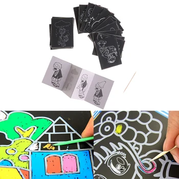 

1pack 8 Sheets Painting Kids Painting Set Scratch Paper Colorful Magic Scratch Art Painting Paper With Drawing Stick