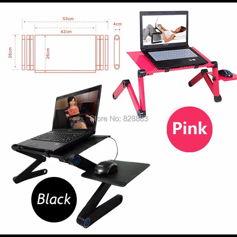 Qijia un gran ventilador de refrigeración 360 mesa rodante suporte para portátil soporte plegable Portalbe portátil mesa para cama con alfombrilla de ratón - 3