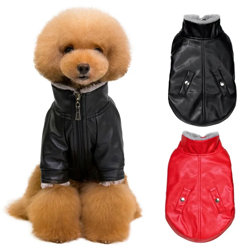 Winter Dog Warm Jacket Pet PU Leather Coat Puppy Pet Clothing for Dog
