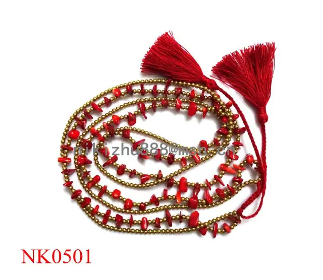 new fashion long red coral tassel pendant necklace for women colar