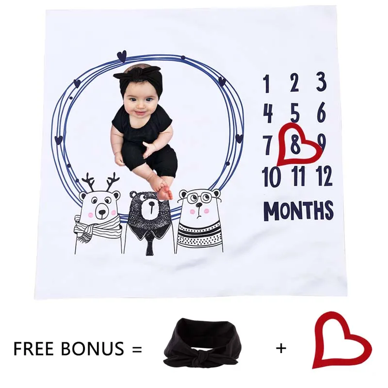 

Newborn Baby Blankets Monthly Growth Milestone Blanket photography props Background Cloth Commemorate Girls Boy blanket