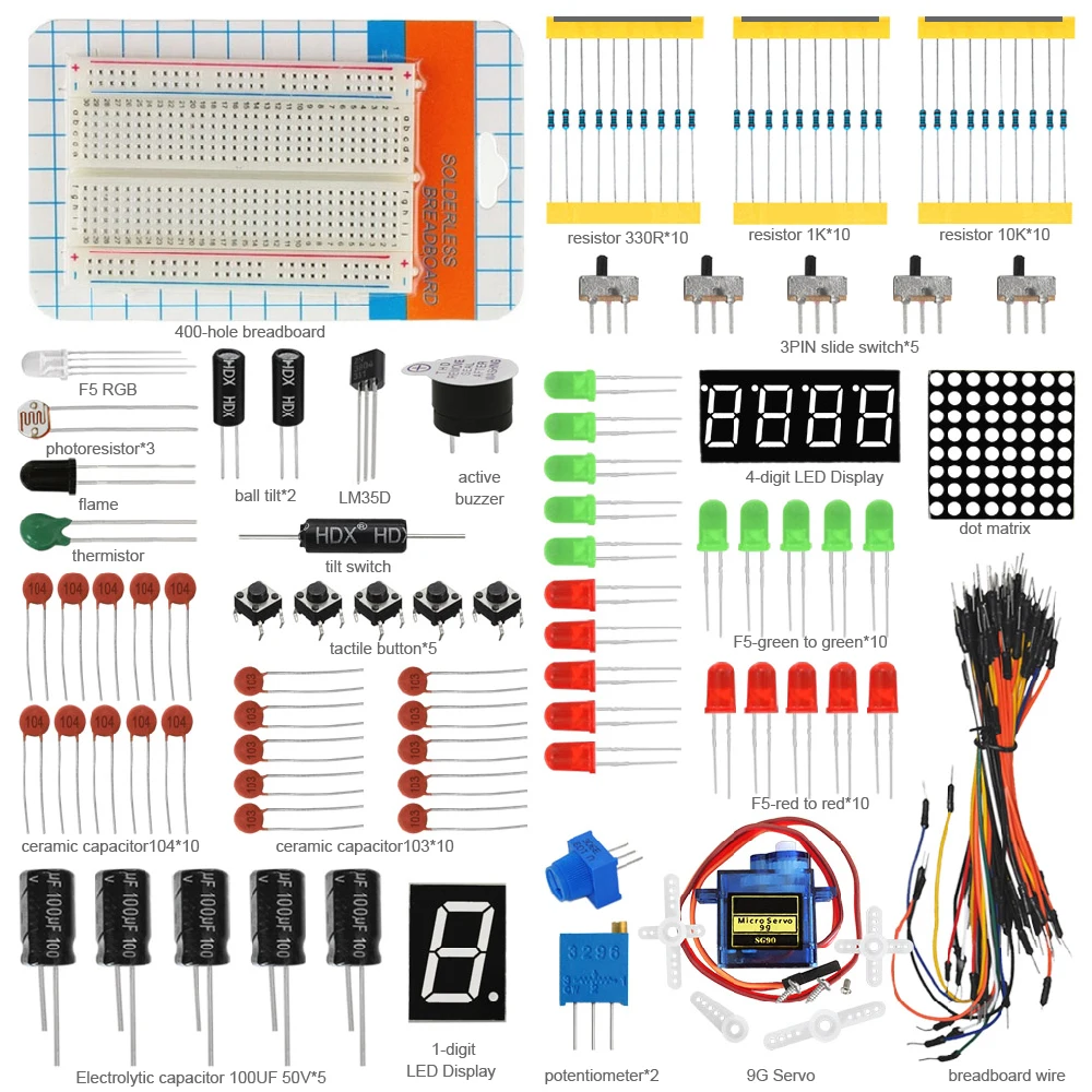 

Keyes Universal Component Kit 503A for Arduino Electronic Hobbyists