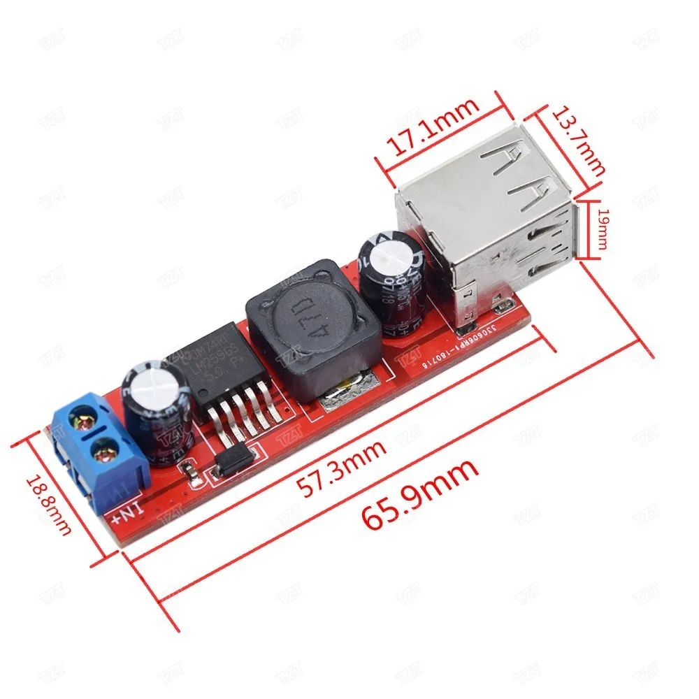 TZT DC 6 в-40 в до 5 В 3A двойной USB зарядка DC-DC понижающий преобразователь модуль для автомобильного зарядного устройства LM2596 Dual USB