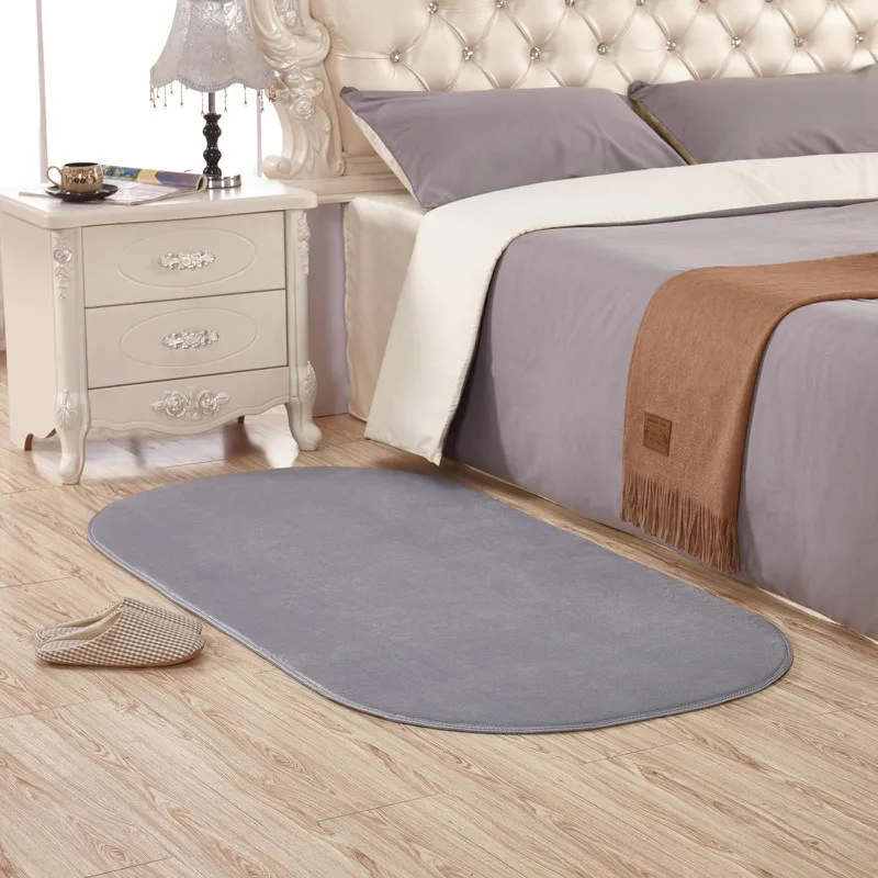 

Non-slip Bedroom Solid Velvet Carpet for Living Room Soft Doormat Carpets Coral Hall Bathroom rug Oval Floor Mat Gray Pink Brown