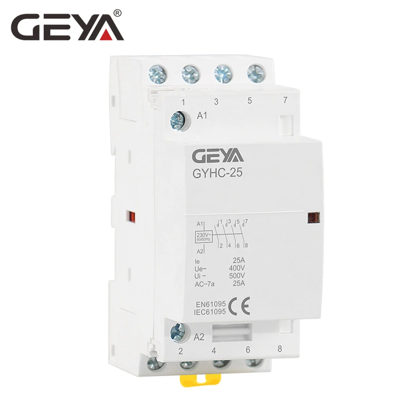 GEYA контактор 4P 25A 4NO или 2NO2NC 220 V/230 V 50/60HZ Din rail бытовой AC Контактор В соответствии с стандартом